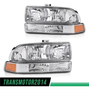 Fit For 98-04 CHEVY S10/BLAZER Headlights Chrome Housing Amber Corner