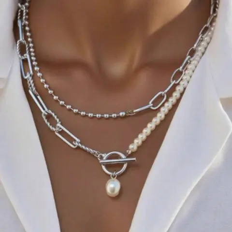 Women's Fashion Pearl Chain Necklace, Vintage Style Personalized Pearl Buckle Design, Elegant Gift Idea for Her, Vintage Appeal, Dainty Pearl Necklace, Neck Jewelry