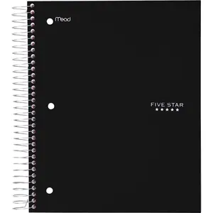 Five Star MEA72045 8 x 10.5 in. Wirebound Wide Ruled Notebook - 5 Subject, Black