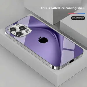 A Stylish And Trendy Full-Edge, Wear-Resistant Electroplated Glass Phone Case in Creative New Colors: Red, Purple, Gray, Blue, Green, And Brown, Designed for Iphone 16 Pro Max/12/13/14/15 Series, Suitable As a Gift for All Four