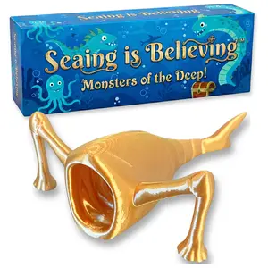 Golden Sea Eater Abyssal Cryptid Figurine – Giant Leviathan Sea Monster Collectible – 1997 Deep Sea Mystery Statue – Waterproof Submersible Nautical Decor for Aquarium, Bath, or Office
