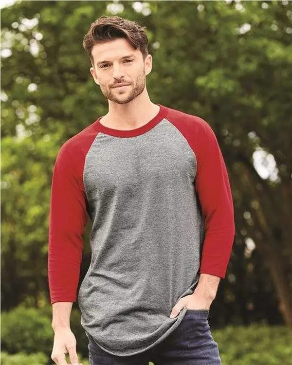 Augusta Sportswear - Three-Quarter Raglan Sleeve Baseball Jersey - Athletic Heather/ Black - 4420