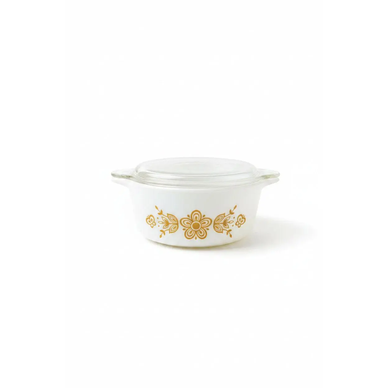 Vintage Pyrex Butterfly Gold 472 Round Casserole Dish 1.5 Pt with 470-C Lid 1970s