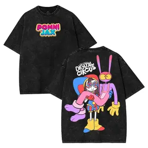 Pomni x Jax Circus Graphic Tee - Vibrant Digital Circus Fan Design, Unisex T-Shirt for Anime and Meme Lovers, Trending Streetwear Style