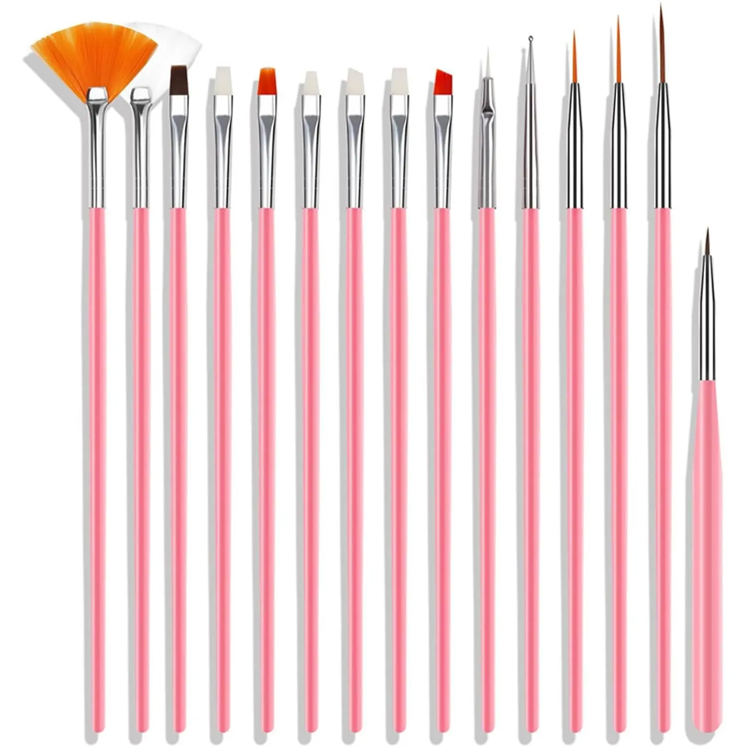 ✨ 15-Piece Nail Art Manicure Brush & Combination Set | Includes Liner, Painting, Ombré, Carving, and Fan Brushes | Ideal for Nail Painting and DIY Nail Design