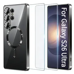 Phone Case - Magnetic 3-In-1 Protective Smartphone Case Designed for Samsung for Galaxy S26 Ultra, S26 Plus, And S26, Includes 2 Screen Protectors, [Magsafe Compatible] [Complete Camera Protection] Sleek And Glossy Luxury Phone Case