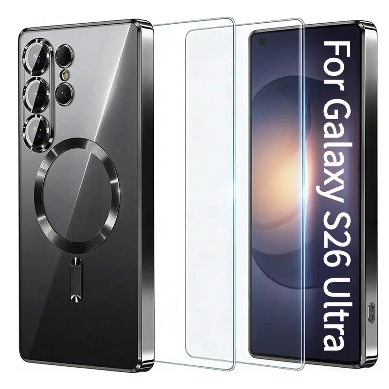 Phone Case - Magnetic 3-In-1 Protective Smartphone Case Designed for Samsung for Galaxy S26 Ultra, S26 Plus, And S26, Includes 2 Screen Protectors, [Magsafe Compatible] [Complete Camera Protection] Sleek And Glossy Luxury Phone Case