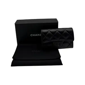 Pre-owned CHANEL LAMBSKIN Small Leather Goods BLACK CLASSIC FLAP COIN PURSE