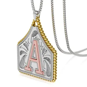 [Father's Day Gift] Tewiky  Initial A-Z Letter Pendant Necklace Mens Womens Capital Letter Stainless Steel Box Chain 22inch