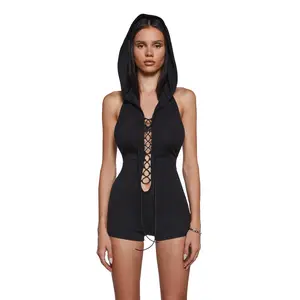 Tie Me Down Playsuit - Black