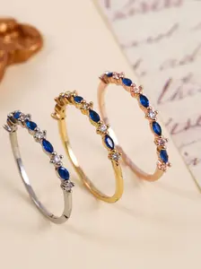 Elegant Blue Sapphire Zircon Ring for Women, Fine Band Stackable Index Finger Ring, Versatile Commuter Jewelry, Perfect Gift for Best Friend