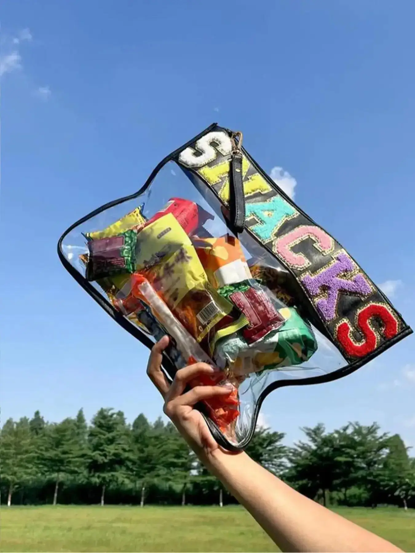 Creative Lgbt Cute Letter Pattern Patched Design Clear Clutch, Makeup Bags, Fashionable Zipper Clutch for Women & Girls, Casual Trendy Versatile Commu