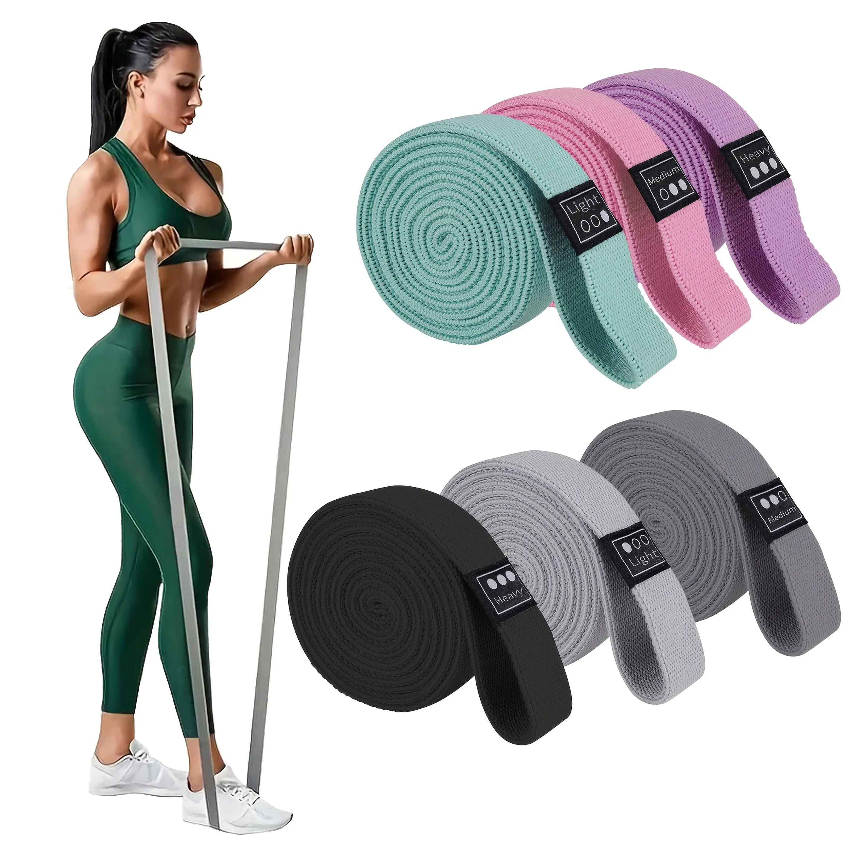 3-Piece Polyester Resistance Bands Set, Wide Knit Elastic Stretch Loops for Strength Training, Pull-Up Assistance