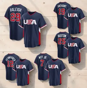 Men's Custom Professional Team USA Baseball 2026 Navy World Baseball Jersey #Baseballjersey #USAjersey