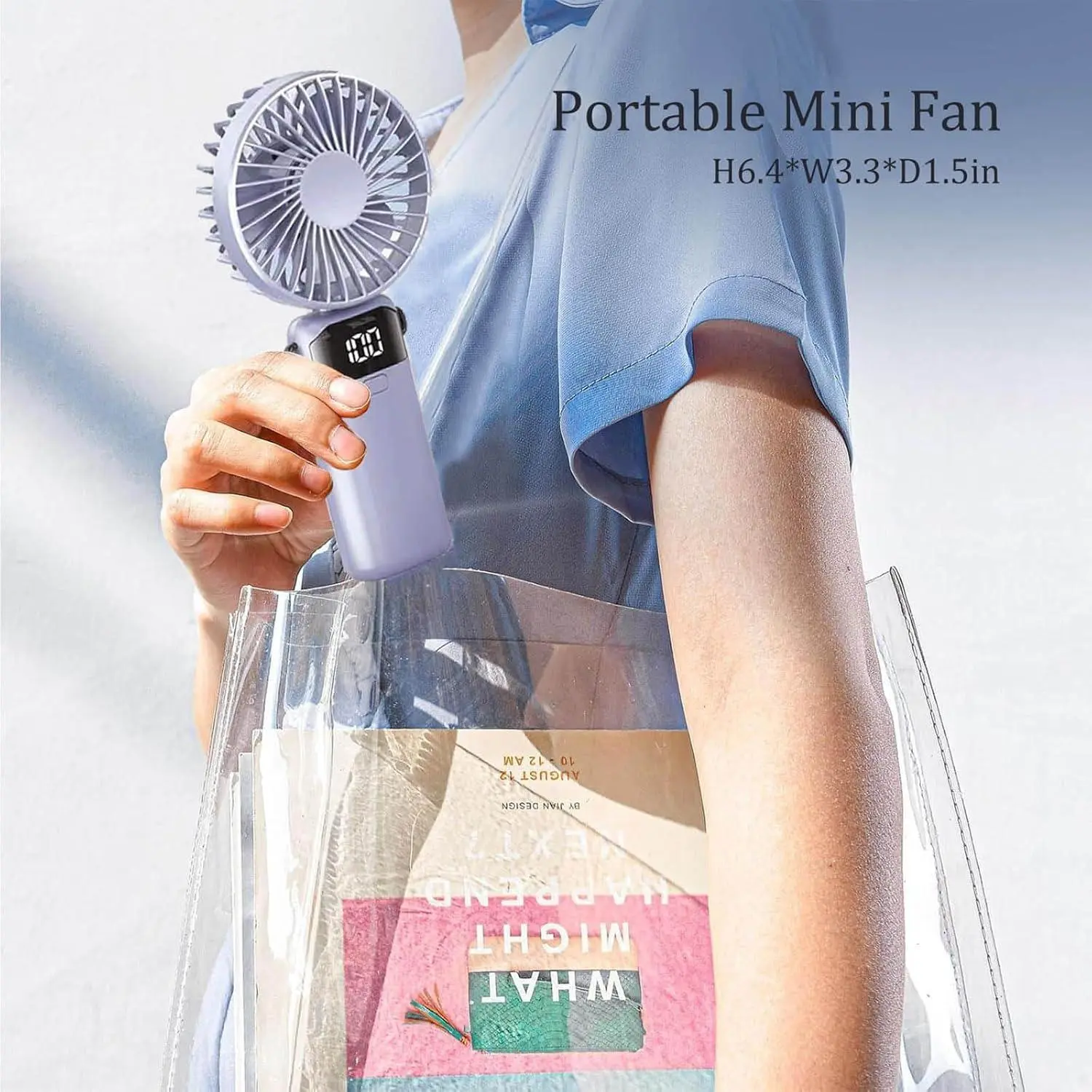 Handheld Fan, Portable Mini 3-in-1 Personal Neck/Desk/Hand Fan, USB-C Rechargeable with 5 Speeds Up to 10H, LED Display, Foldable Desktop Fans for Travel, Commuting, Office, Indoor, Outdoor
