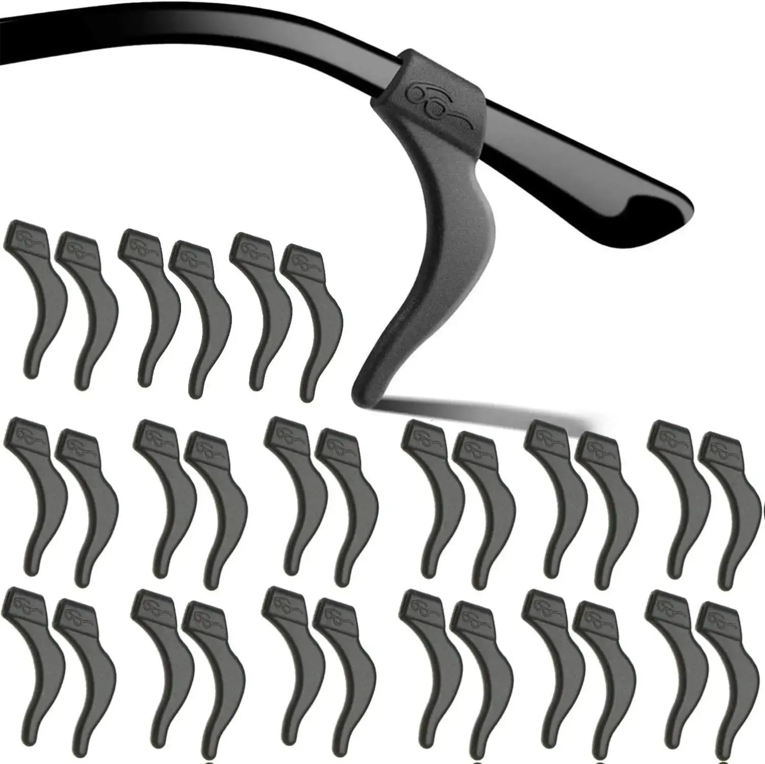 Eyeglass Ear Grips - 21 Pairs Anti-Slip Comfortable Silicone Elastic Temple Tips Sleeve Retainer for Sunglasses Spectacles Black-2