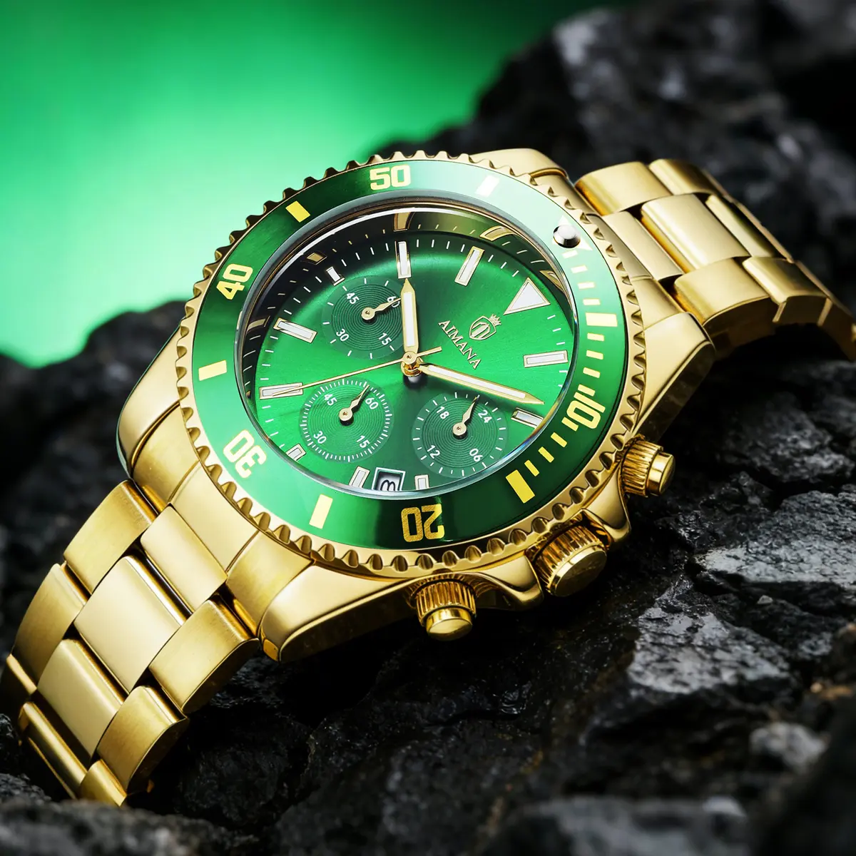 AIMANA Men's Luxury Dress Watch with Green Dial, High-Precision Original Movement, Waterproof Luminous Dial, Business and Fashion Style, Suitable for Parties and Everyday Wear, an Ideal Choice for Men, Classic Timepiece - AIMANA Men's Luxury Dress Watch with Green Dial, High-Precision Original Movement, Waterproof Luminous Dial, Business and Fashion Style, Suitable for Parties and Everyday Wear, an Ideal Choice for Men, Classic Timepiece -