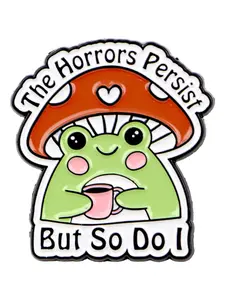 Mushroom Hat Frog Cartoon Brooch Pin Badge, Cute Style Accessory for Backpacks Briefcases Clothing, All Season Fashion Jewelry Gift