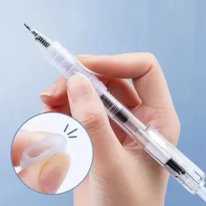 High Capacity Ink Pen, 0.5mm Tip, Transparent Barrel, Comfortable Soft Gel Grip, Press-Action Design, Ideal for Writing and Drawing