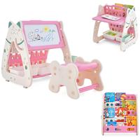 Pink - Adjustable Easel with Stool & Book Rack