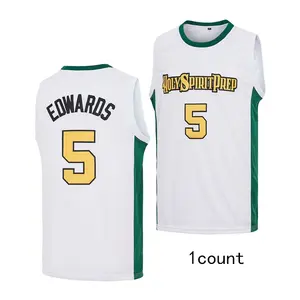 Male Vintage #5 Edwards Embroidered Jersey - Breathable Polyester Mesh Athletic Top, Stylish Sports Apparel, Outdoor Sports Jersey for Basketball Activities