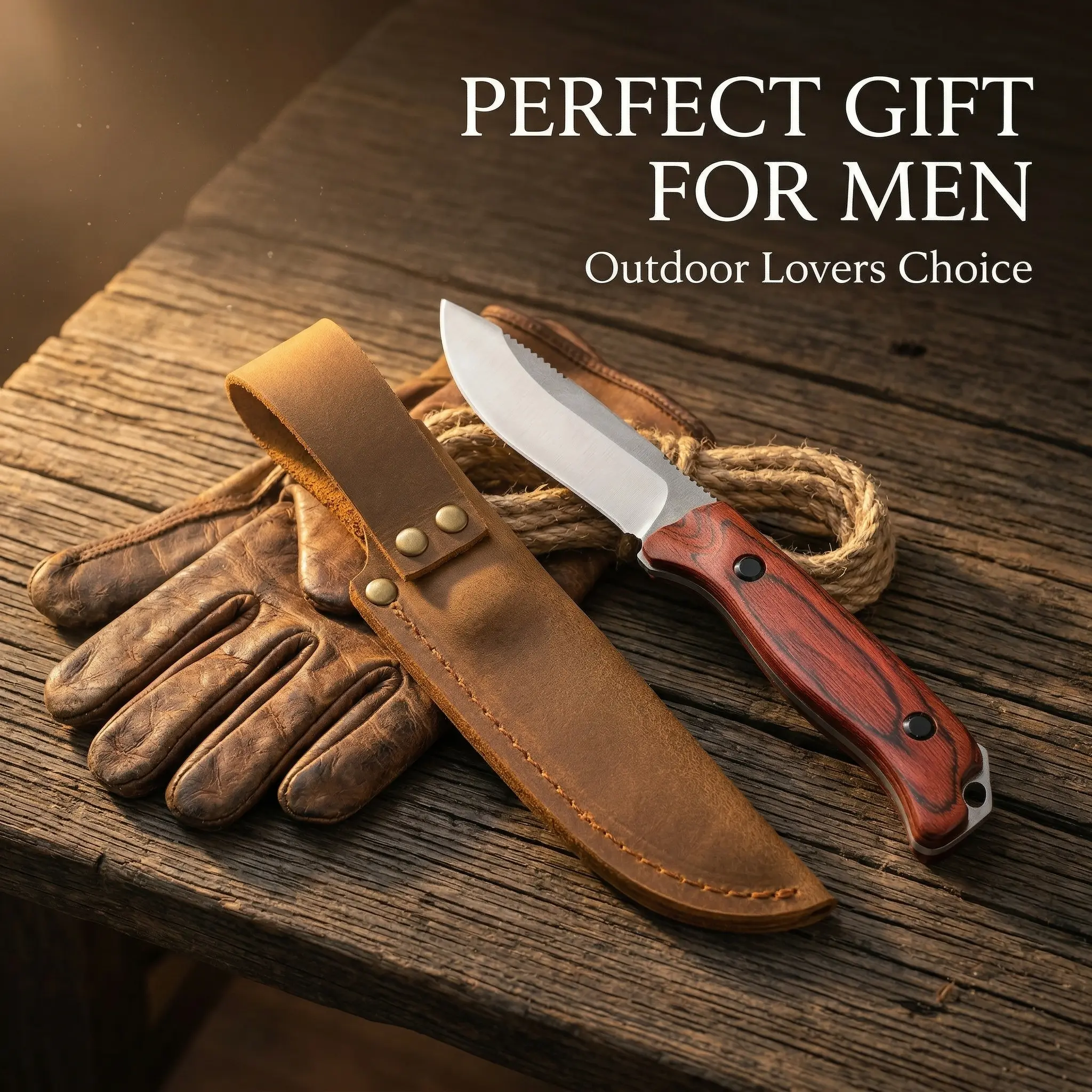 BM 15002 Fixed Blade Tactical Hunting Knife - S30V Steel, Well Designed Blades, Ergonomic Handle, Wooden Grip, Leather Sheath, Compact EDC, Campfire-Safe Cutlery, Durable Survival Gear for Camping, Men's Gift, Tactical Knives