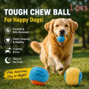 Glow-in-the-Dark Dog Teething Ball! Perfect for nighttime walks-makes interactive training effortless.