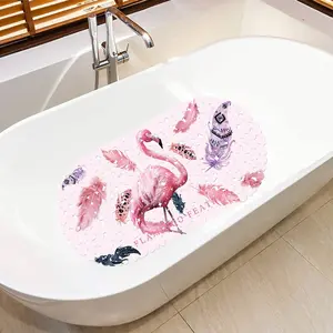 Flamingo Pattern Bathroom Mat, Non-slip Suction Cups Bath Mat, Waterproof Bathroom Rug, Bathroom Accessories, Home Decor, Bathroom Decorative Mat, Bathroom Floor Mat