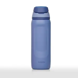 NOOVA 32oz Gray-Navy Casual Handygrip Airtight Anti-Leak Double-Lined Reusable Water Bottle with Straw Lid, Easy-Sip Drinkware for School, Travel, Casual Water Bottles, Handygrip Water Bottles