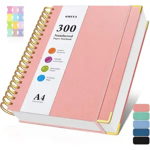 Spiral Notebook 8.5" x 11", 300 Numbered Pages College Ruled Notebook with Contents, 100GSM Thick Hardcover Leather Lined Journal for Women Men, Large A4 Notebook for Work School Writing