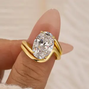 Maxine CZ 4.5ct Oval Cut 2PC Engagement Ring,5A Cubic Zirconia Women's Ring Jewelry,Promise Ring for Daily,Travel,Proposal,Wedding,Birthday,Anniversary