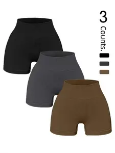 Women's High-Waisted Ribbed Tight Gym Shorts, High Elasticity Sport Yoga Pants, Comfortable and Stylish, Workout Yoga Shorts, Ribbed Active Short, Perfect for Running and Training