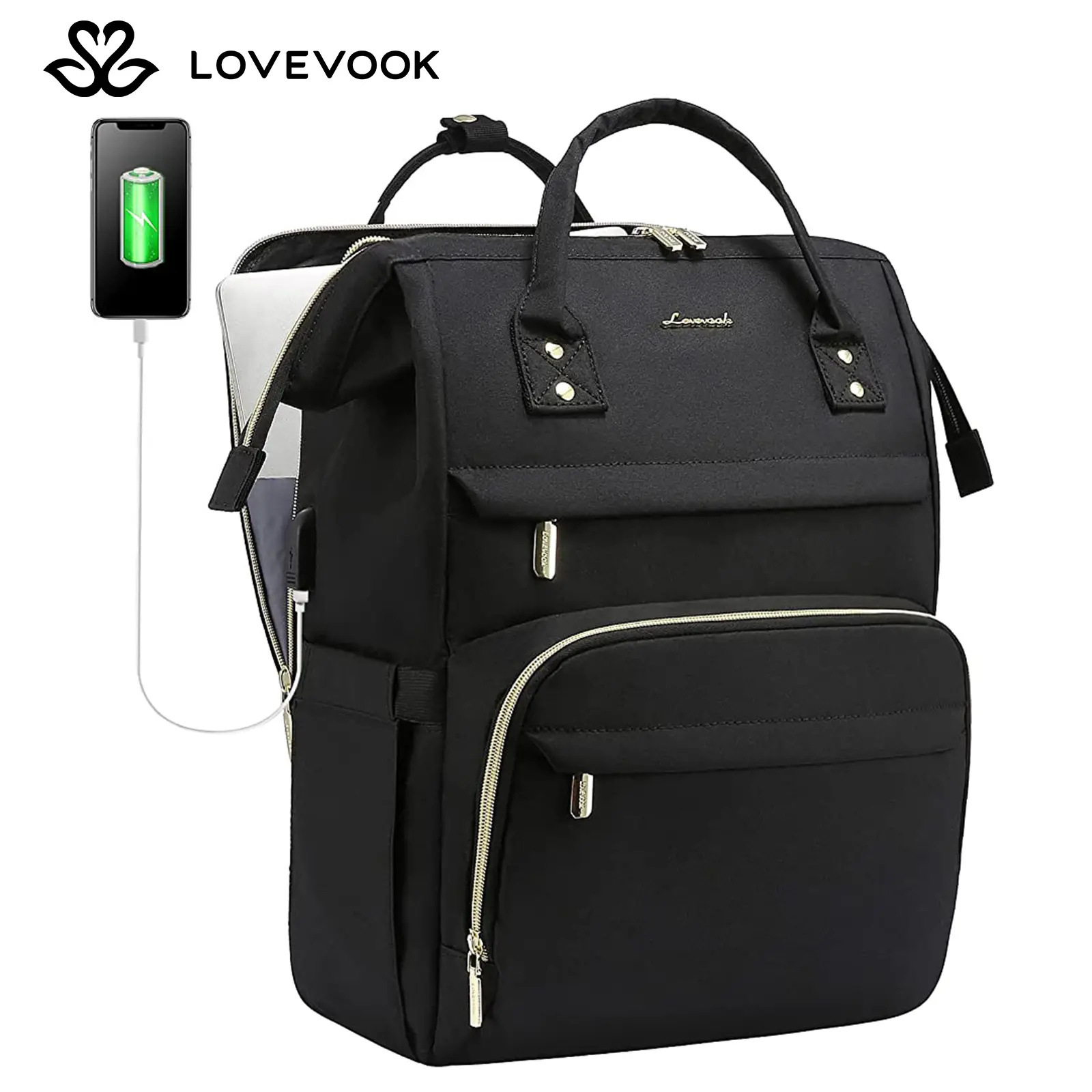 LOVEVOOK Fall Laptop Backpack with USB Port and Laptop Compartment - Computer Bag for College, Teacher, Nurse, Travel, Work, Carry-On Travel Bag，Back