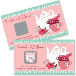 Garden  Party Scratch f  - Floral Par- Theme, 22  Cards with 2 Winner Cards, Interactive Party Activity Set, Heavy-Duty Cardstock with Glossy Finish