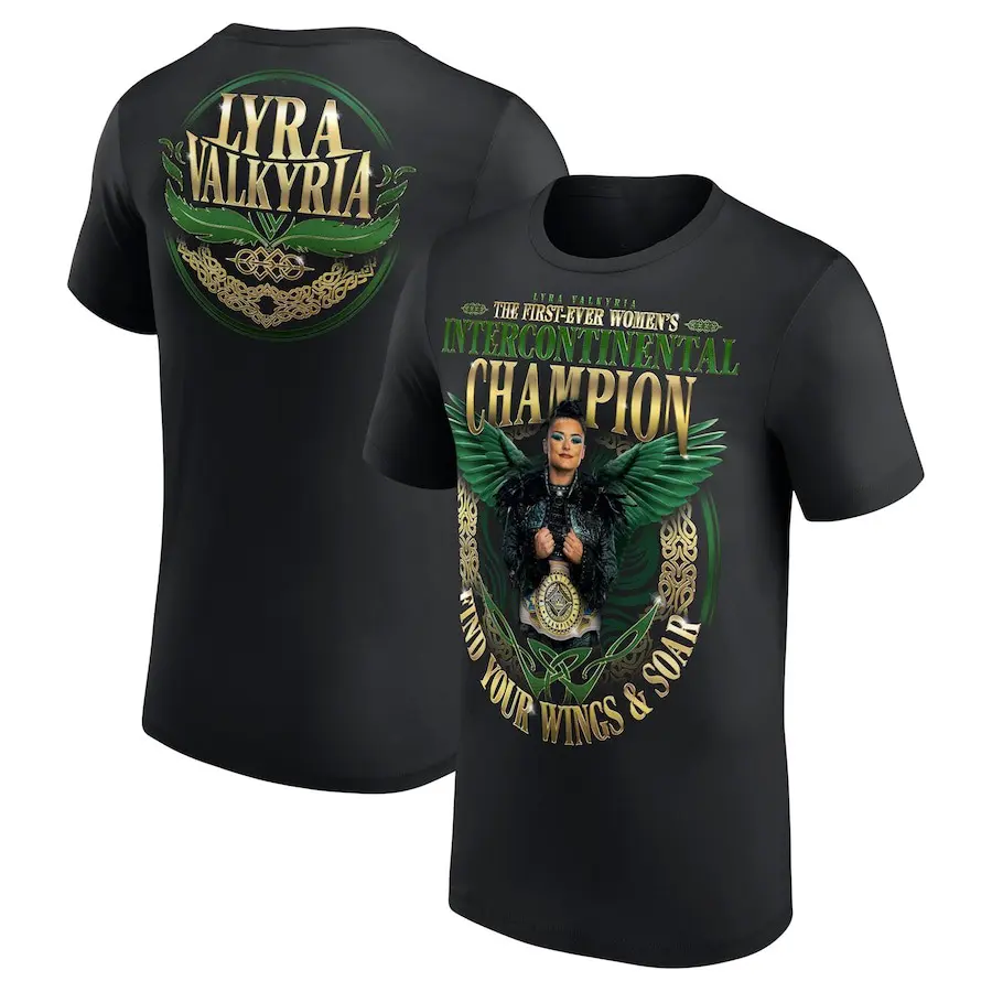 Women's Lyra Valkyria First Women's Intercontinental Champion Graphic T-Shirt - Unisex Basic Shortleeve Round Neck Soft Tee, Hoodie, Sweatshirt - Fitted/Casual Streetwear (Both Side Design)