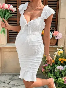 TAMALLA Pregnant Women Casual Solid Color Dress, Minimalist & Fashionable For Everyday Wear, Maternity Dress