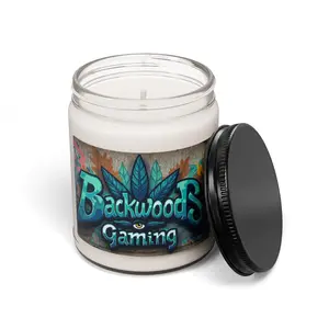 Backwoods Gaming logo Candle | 9oz Soy Jar, Gamer Room Decor
