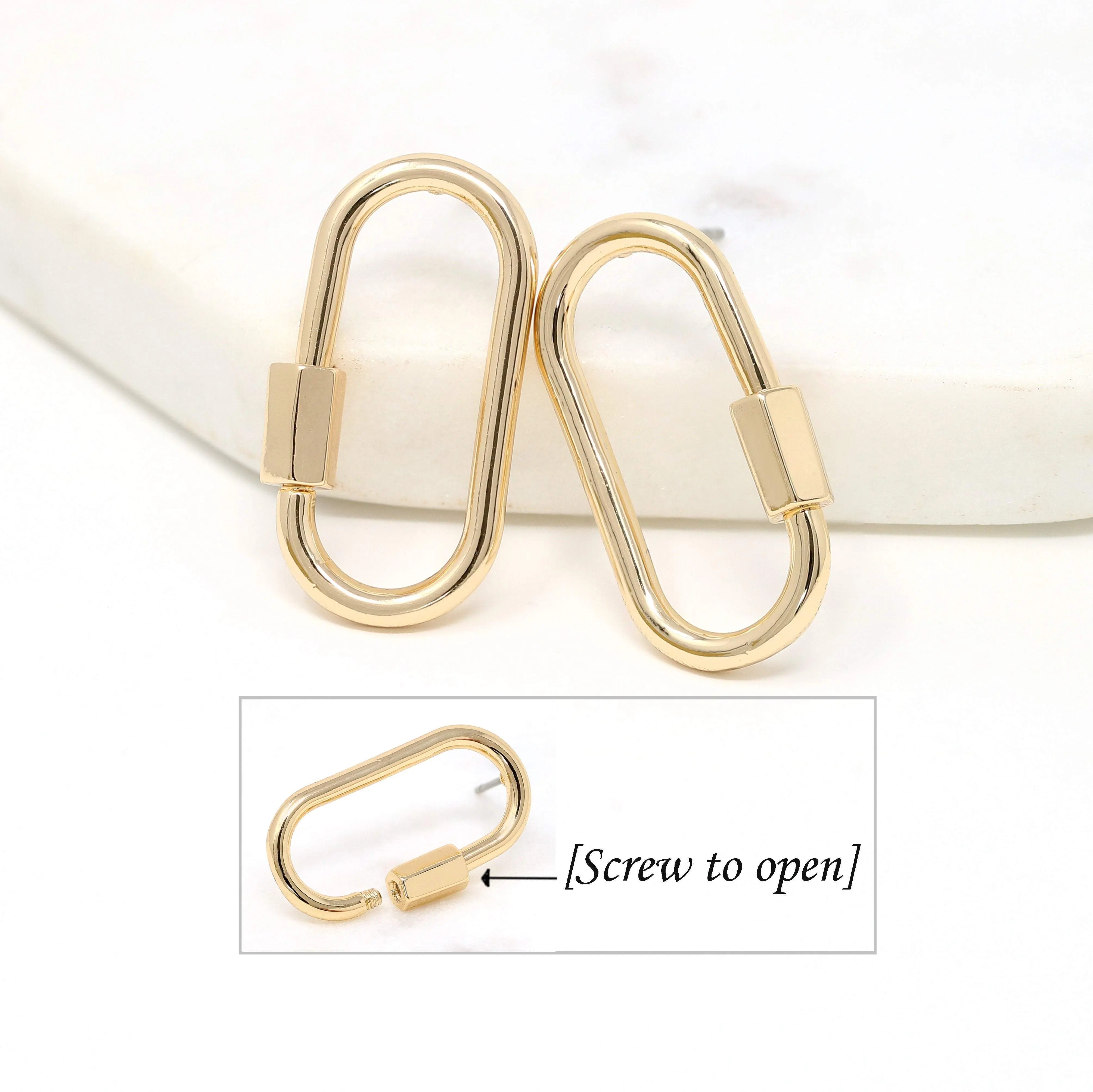 Mini Carabiner Lock Stud Earrings