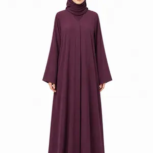 Women's Elegant Maroon Abaya, Premium Flowing Fabric, Modest Comfortable Fit, Beautiful V-Neck Design, Ideal for Daily Wear & Special Occasions
