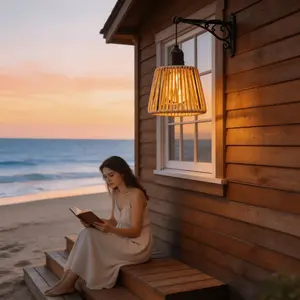 Battery-Powered Pendant Light with Remote, Adjustable LED Bulb, Timer, Suitable for Kitchen Island, Patio, Porch, Garden Shelter