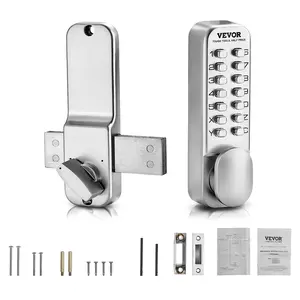 VEVOR Mechanical Keyless Entry Door Lock, 14 Key Mechanical Door Lock, Mechanical Keypad Door Lock with Adjustable Thumb Knob, Single-Side Zinc Alloy Waterproof Keyless Gate Lock, for Home Office