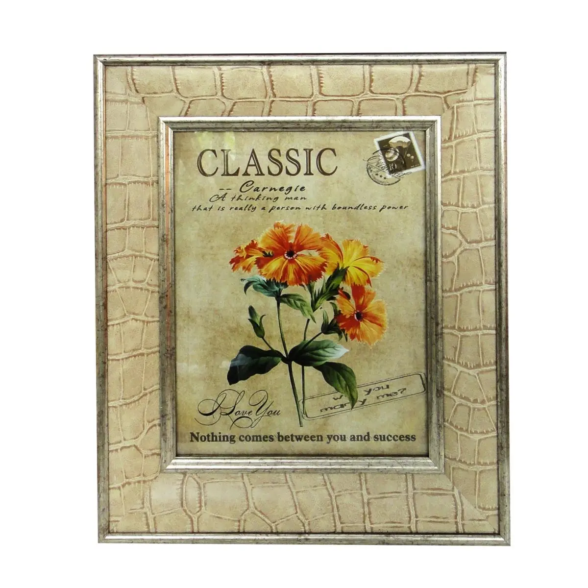 Jeco HD-PF003-L Ceramic Patterned Photo Frame, Tan, 8x10 in, 14.06x12.09x1.3 in, Easy Install