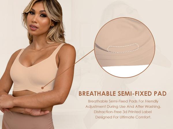AsFairy Full Coverage Seamless Wireless Push Up Bra for Women Comfort V Neck Bralettes with Support