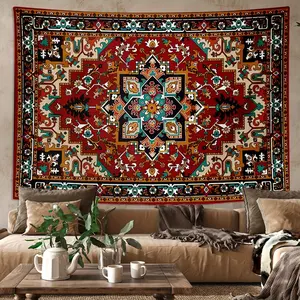 Hippie Elegance, Boho-Chic Vintage Tapestry - Colorful Hippy Wall Art, Large Polyester Peach Skin Velvet, Perfect for Living Room, Bedroom, Office Decor , Library Wall, Photo Background, Party Decor