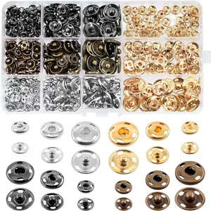 180 Sets 9mm 12mm 15mm Sew-on Snap Buttons Metal Snap Fastener  Press Button with Storage Case for Sewing Clothing Bags DIY Craft (, Golden, Bronze, Gunmetal)