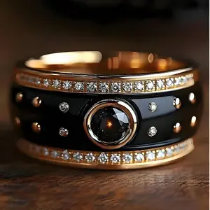 Classic Black Zirconia Ring for Men, Black Men's Ring, Men's Jewelry, Wedding, Engagement, Party Ring