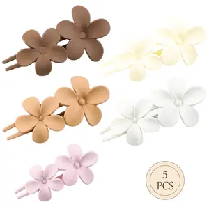 A Set of 5/4 Pcs Flat Hair Clips,Stylish Lay Flat Claw Clips for All Hair Types,Multi-Styles Matte Non-slip Hair Clips for Women Girls Wedding Prom Party,Christmas Gifts,Hand Tools Kits