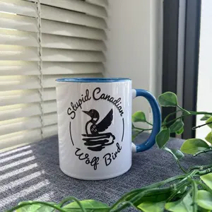 Stupid Canadian Wolf Bird Mug