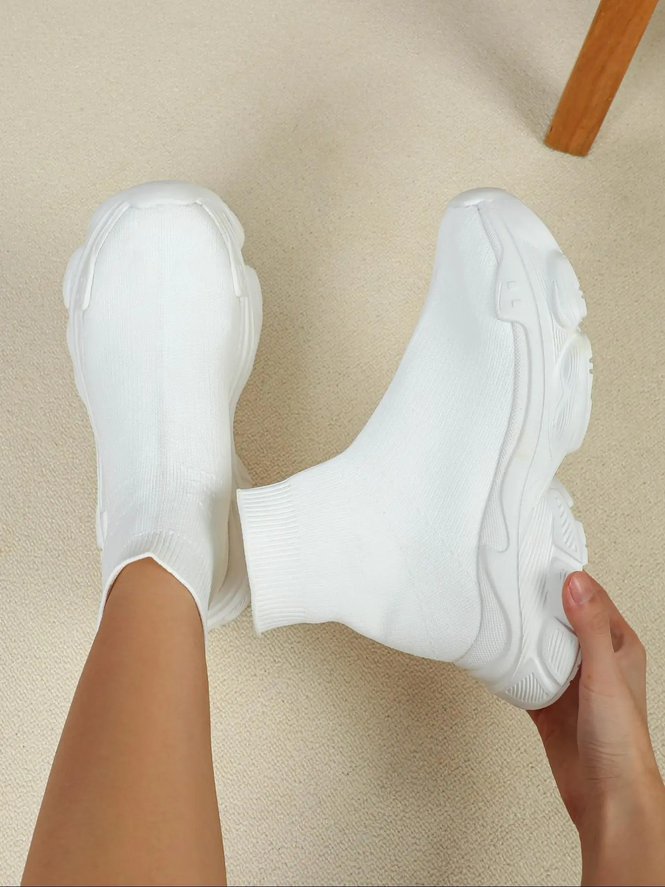Women's Solid Color Slip on Sock Sneakers, breathable walking sneakers, Athletic walking sneaker, Casual Breathable Comfortable Sports Running Shoes, All-match Basic Shoes for Daily Wear, Trainer, Slip Ons Sneakers