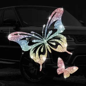Glitter Butterfly Pattern Car Sticker, Car Exterior Decorative Sticker, Easy To Peel and Stick Car Decals, Suitable for Hall Bedroom Wall Decorations, Automobile Decals